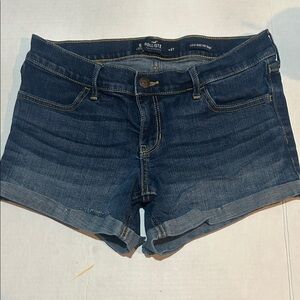 Hollister Women's Low Rise Midi Dark Blue Jean Shorts
